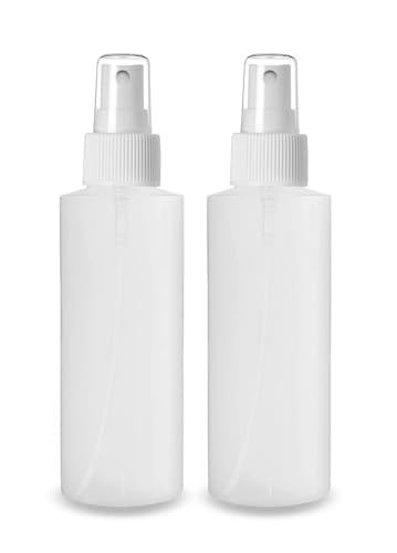 ljdeals 4 oz Plastic Spray Bottles, Fine Mist, Refillable, Reusable Empty Bottles for Household Use, Essential Oils, Perfumes, Travel Size, Pack of 2, Made in USA