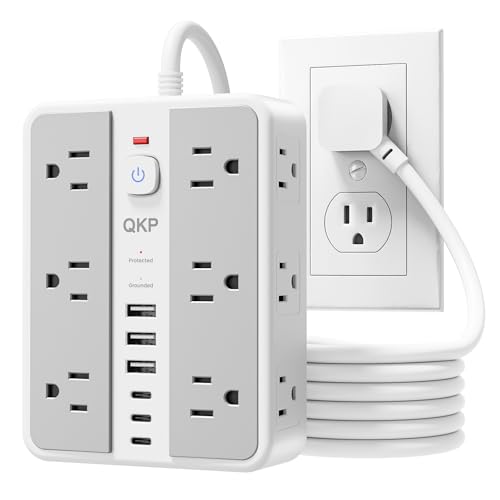 6 FT/ 2400J Surge Protector Power Strip, 12 Outlets, 6 USB (3 USB C)