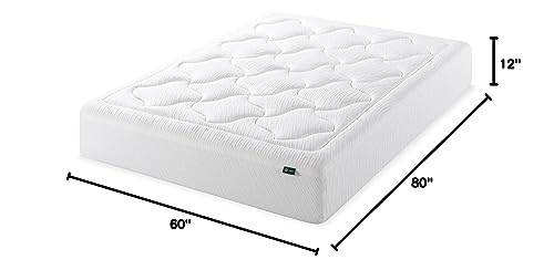 ZINUS 12 Inch Cloud Memory Foam Mattress, Queen, Fiberglass Free, Pressure Relieving, Mattress in A Box, CertiPUR-US Certified, White