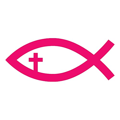 NBFU Jesus Fish Christian 3 (Pink) (Set Of 2) Premium Waterproof Vinyl Decal Stickers For Laptop Phone Accessory Helmet Car Window Bumper Mug Tuber Cup Door Wall Decoration