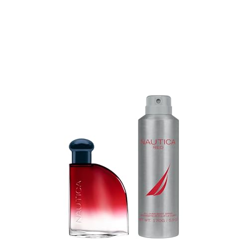 Nautica Color Red 1.6 fl oz EDT + 5.9 oz Deodorizing Body Spray, Aromatic Fougere, Notes of Black Pepper, Lavender and Rosemary, Men's Fragrance, Long Lasting, Everyday Fragrance