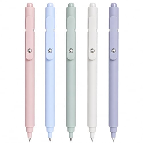 IOMDRWU Gel Pens 5 Pack, 0.5mm Black Ink Pens Fine Point, Quick Dry Smooth Writing Pens for Journaling, Note Taking, Office and School Supplies, Cute Aesthetic Morandi Pens for Women