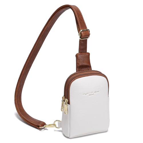 INICAT Women's Small Sling Bag, Lightweight Everyday Vegan Leather Crossbody Purse for Daily Essentials and Travel Light(White)
