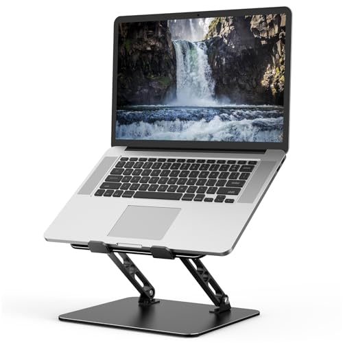Gogoonike Adjustable Laptop Stand for Desk, Metal Foldable Laptop Riser Holder, Portable Desktop Book Stands, Ventilated Cooling Computer Notebook Stand Compatible with 10-15.6 Inch Laptops