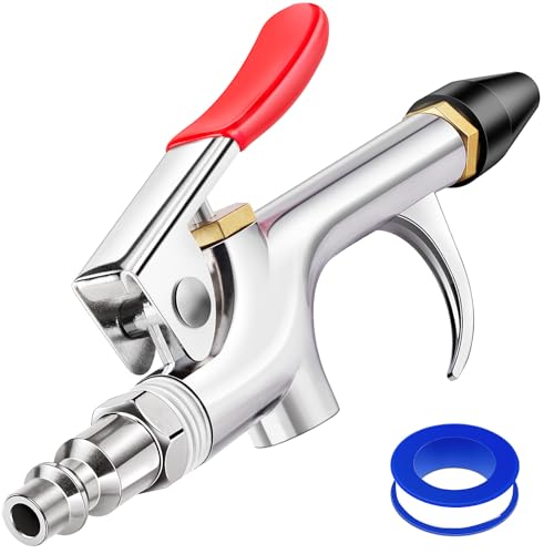 FEAOXYO 4PCS Air Blow Gun Kit, 2-Way, 1/4 IN Quick Fitting with Rubber Tip