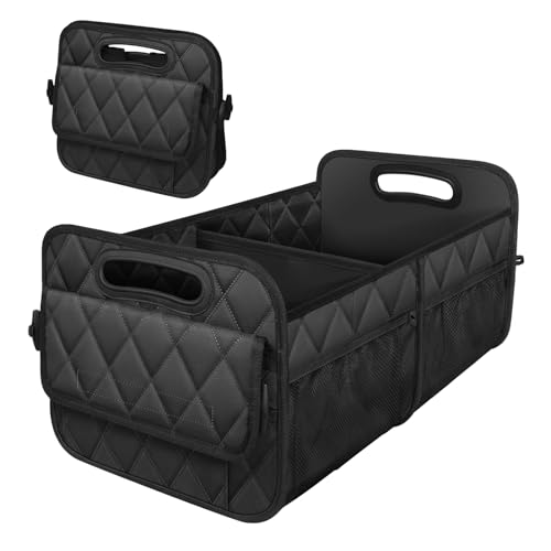 Deosk Car Trunk Organizer for SUV, Car Organizers and Storage with Reinforced Handles, Car Accessories for Women/Men 50LWaterproof Polyester Trunk Organizer, Black