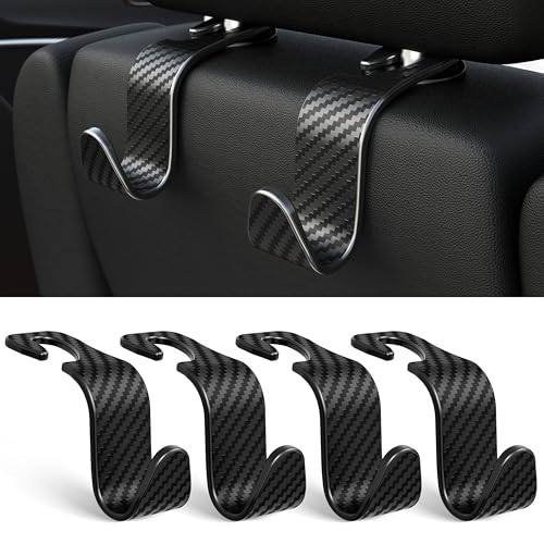 4-Pack Car Headrest Hooks Holds 55lbs Seat Storage Organizer for Bags