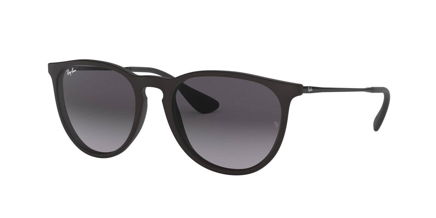 Ray-Ban RB4171 Erika Round Sunglasses, Rubber Black/Light Grey Gradient Dark Grey, 54 mm