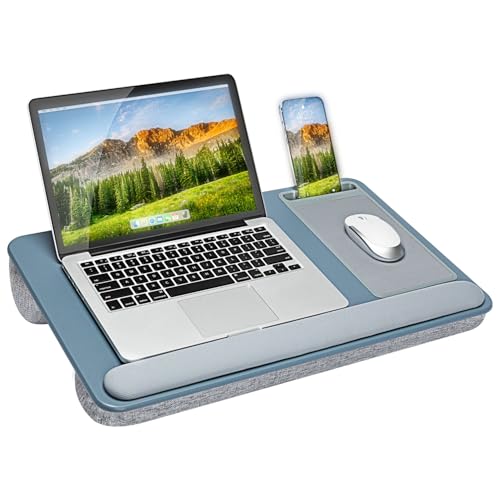 LAPGEAR Home Office Pro Lap Desk with Wrist Rest, Mouse Pad, and Phone Holder - Slate Blue - Fits up to 15.6 Inch Laptops - Style No. 91623