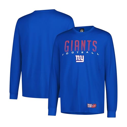Ultra Game NFL Men's Active Quick Dry Long Sleeve T-Shirt, New York Giants, Team Color, Small