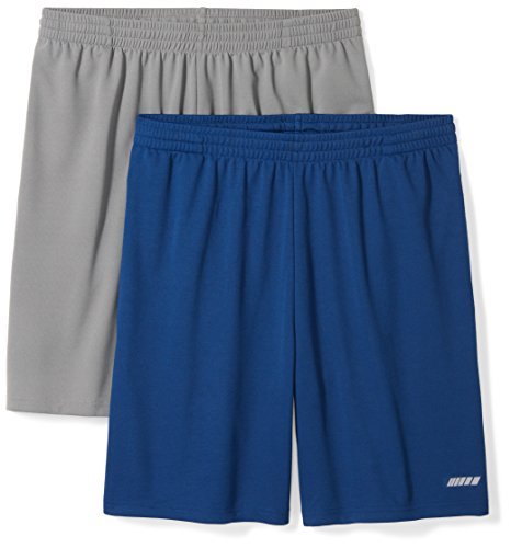 Amazon Essentials Men's Athletic Basketball Gym Shorts, Breathable Moisture Wicking Loose-Fit with Elastic Waist, Pack of 2, Grey/Navy, 6X-Large Big