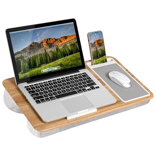 LAPGEAR Home Office Lap Desk – Oak Woodgrain, Fits 15.6” Laptops