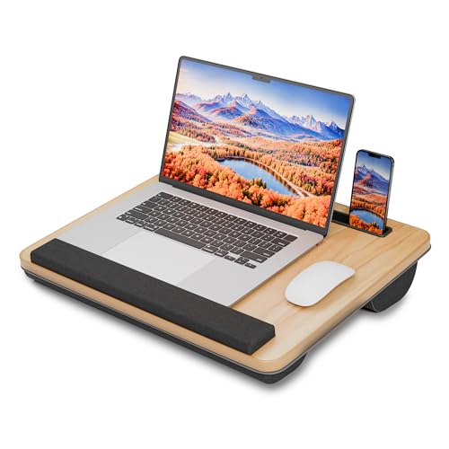 HETTHI Laptop Lap Desk with Cushion, Fit up to 15.6" Laptops, Light Brown