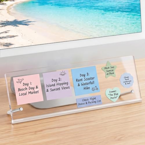 Monitor Memo Board 14"x5", Office Organization Memo Holders | Computer Sticky Note Holder, Movable & Reusable, Office Desk Accessories for Office & Home Desktop Decor Supply