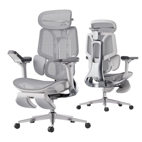 Hbada E3 Pro Ergonomic Office Chair, Big and Tall Office Chair - with 3-Zone Dynamic Lumbar Support, 4D Adjustable Headrest, 6D Adjustable Armrests, Swivel, Grey