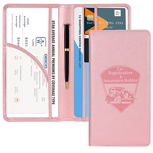 CoBak Car Registration and Insurance Holder - Vehicle Glove Box Car Organizer, Auto Truck Compartment Accessories Case with Magnetic Closure for Essential Document, Driver License, Cards