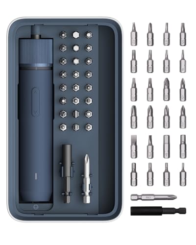 HOTO 25-Piece Upgraded Electric Screwdriver Kit, 1/4'' Hex, Magnetic Lid, 1500mAh Rechargeable Cordless Screwdriver, LED Light, Ideal for Furniture Assembly, Home Repair & Garage Projects