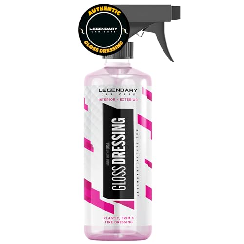 Legendary Gloss Dressing 16oz - Tire Shine Spray & Plastic Restorer - Water Based Tire Shine & Non-Greasy Interior/Exterior Detailing Spray - Trim, Rubber, Vinyl & Plastic Restorer for Cars