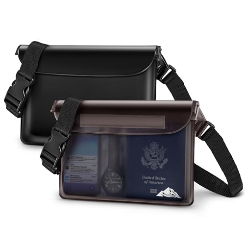 HEETA Waterproof Fanny Pack, Waterproof Pouch Dry Bag 2-Pack for Phone Passport Purse, Adjustable Waist Strap for Swimming Kayaking Boating Paddle Board Accessories Cruise Beach Camping Essentials