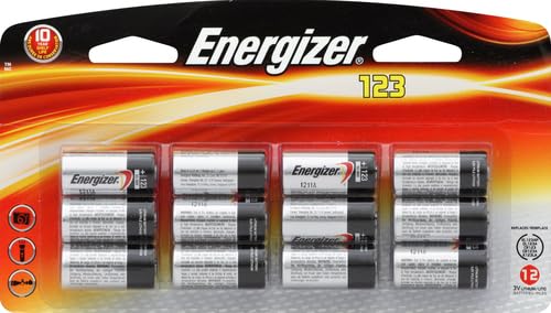 Energizer 123 Lithium Batteries (12 Pack), 3V Photo Batteries
