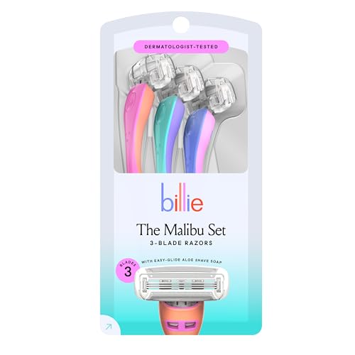 Billie 3 Blade Disposable Razors for Women, The Malibu Set, 3 ct