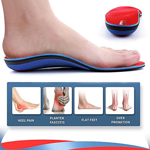Walkomfy Heavy Duty Support Pain Relief Orthotics - 210+ lbs Plantar Fasciitis High Arch Support Insoles for Men Women, Flat Feet Orthotic Insert, Work Boot Shoe Insole, Absorb Shock with Every Step