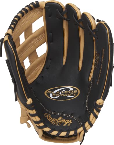 Rawlings | PLAYERS Series T-Ball & Youth Baseball Glove | Left Hand Throw | 11.5" | Camel/Black