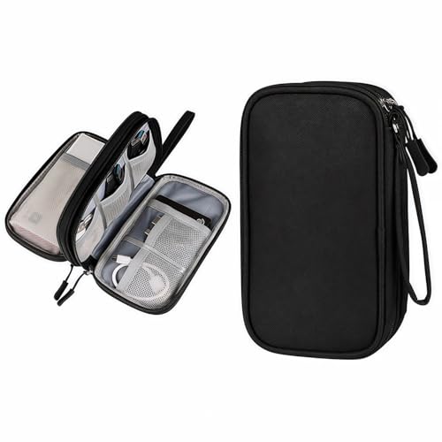 Hiiooweiyi Portable Waterproof Double Layers All-in-One Storage Bag, Travel Cord Organizer, Electronics Accessories Organizer Pouch Bag for Accessories, Charger, USB Cable, Gadget (black)
