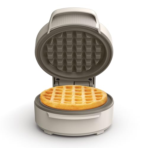 bella Stack & Store Mini Waffle Maker, 4-Inch Non-Toxic Ceramic, Oatmilk