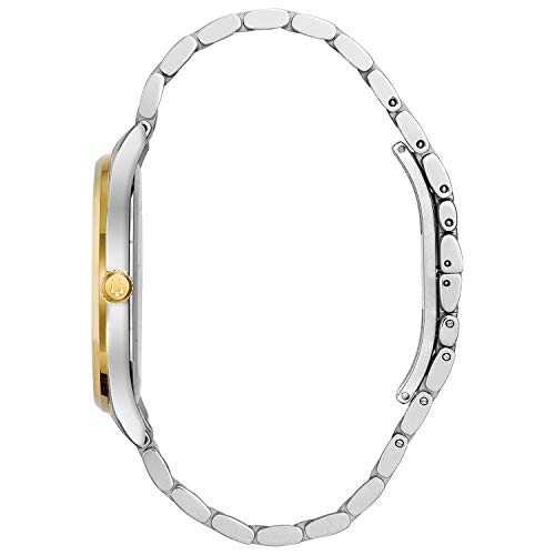 Bulova Men's Classic Two-Tone Stainless Steel 3-Hand Calendar Date Quartz Watch with Diamonds and Blue Dial Style: 98D130