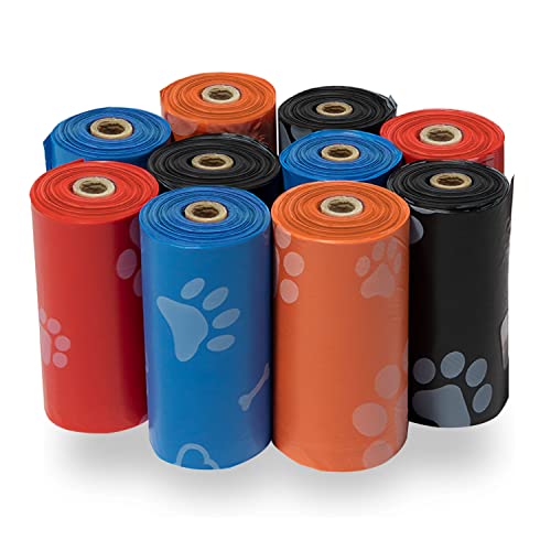 Best Pet Supplies Dog Poop Bags for Waste Refuse Cleanup, Doggy Roll Replacements for Outdoor Puppy Walking and Travel, Leak Proof and Tear Resistant, Thick Plastic - Assorted, 150 Bags