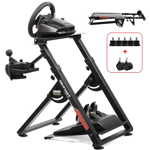 GTPLAYER Sim Racing Wheel Stand Simulator Cockpit Wheel Stand Racing Steering Shifter Mount fit for Logitech G25 G27 G29 G920 G923 Thrustmaster T330TS Gaming Stand Wheel Pedals NOT Included, Black