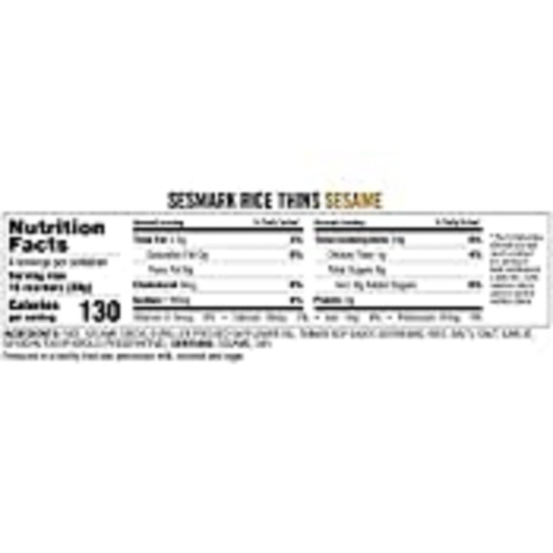 Sesmark Gluten Free Rice Thins Sesame - Non GMO Project Verified - 4.25 Oz. (Pack of 12)
