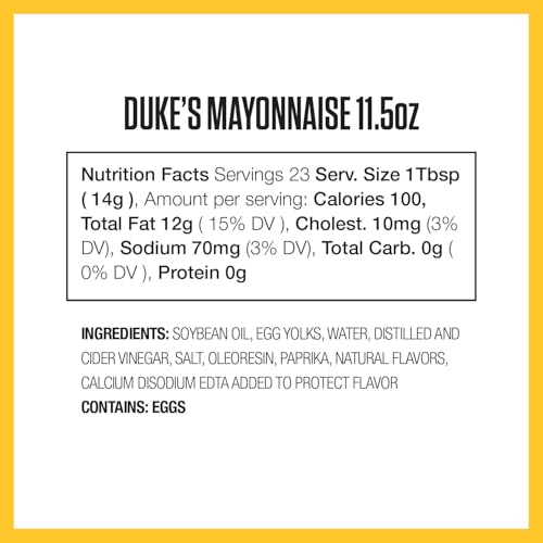 Duke’s Real Mayonnaise Squeeze Bottle – Original Smooth & Creamy Taste, 11.5 Ounce (Pack of 6)