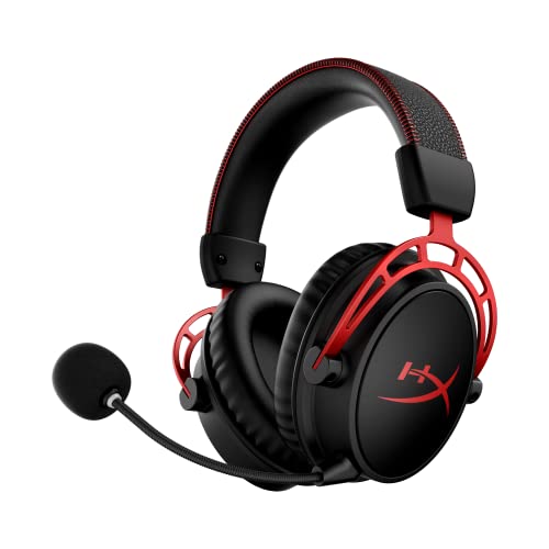HyperX Cloud Alpha Wireless - Gaming Headset for PC, 300-hour battery life, DTS Headphone:X Spatial Audio, Memory foam, Dual Chamber Drivers, Noise-canceling mic, Durable aluminum frame, Red