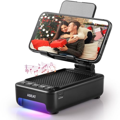 Gifts for Men Him, Cell Phone Stand with Bluetooth Speaker & Led Color Changing Light, Unique Gifts for Women Dad Her Husband, Cool Tech Gadget Wireless Speaker, Birthday Gifts for Men, Ideal Gifts