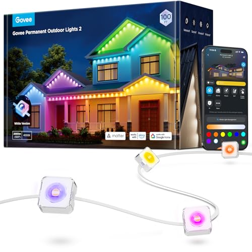 Govee Permanent Outdoor Lights 2, 100ft RGBIC Outdoor Lights with 100 Modes