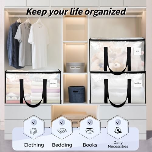 ukeetap 8 Pack Extra Large Clothes Storage Bins with Lids, Clear