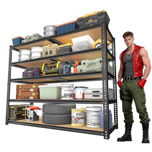 ZEUKMXOO Garage Racks for Storage,5-Tier Adjustable Garage Shelving Storage Shelves,2400LBS Capacity Heavy Duty Shelving for Carport Warehouse Basement,72" H x40 W x20 D