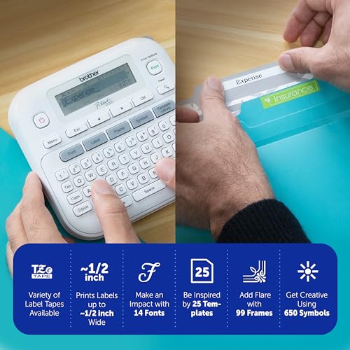 Brother P-Touch PTD220 Home/Office Everyday Label Maker | Prints TZe Label Tapes up to ~1/2 inch White