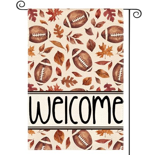 AVOIN colorlife Welcome Fall Football Garden Flag 12x18 Inch for Outside