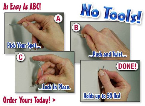 Monkey Hooks Picture Hangers Home and Office Pack, Gorilla Hook, Drywall Hooks for Hanging Pictures, Wall Hooks, Picture Hangers, Picture Hanging Kit, 30 pc set