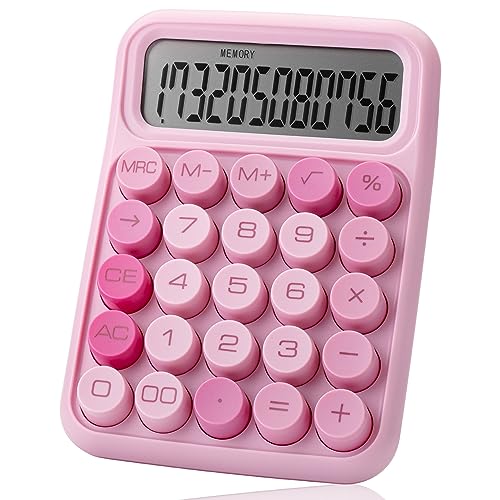 Mr. Pen- Mechanical Switch Calculator, 12 Digit Large LCD Display, Pink with Big Buttons, Mechanical Switch Calculator for Home, School, Office