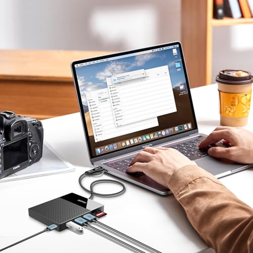 YOTUO 1TB External Hard Drive, USB C Multiport Hub HDD 7-in-1, USB 3.0, SD/TF Card Reader, Docking Station, Multi-Function HDD for Windows, Mac, Android, TV, iPhone 15/16/17, Laptop, Desktop, PC