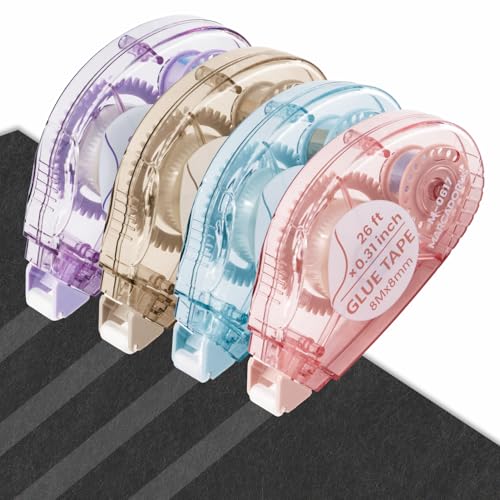 Glue Tape for Scrapbooking, Scrapbook Tape 4 Pcs, Double Sided Tape Roller for Crafts, 26 Ft x 0.31 In Tape Runner, Junk Journal Supplies, Scrapbook Supplies & Craft, Photo, Mothers Day Gifts