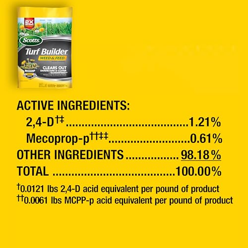 Scotts Turf Builder Weed and Feed3 - Weed Killer Plus Lawn Fertilizer, Controls Dandelion and Clover, Grass Fertilizer For Up To 15,000 sq. ft., 42.87 lbs.
