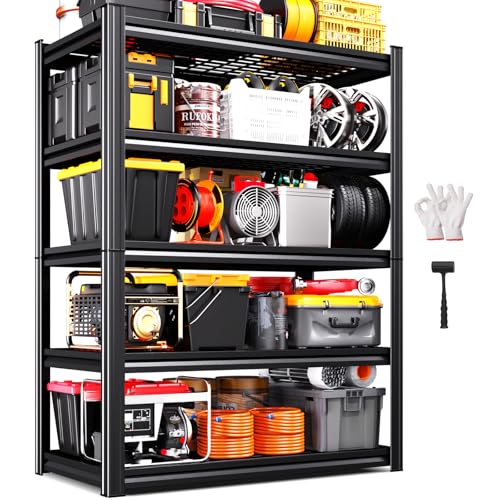 Storage Shelves, 2500lbs Garage Shelving,Adjustable Heavy Duty Shelving Unit,5T Tall Garage Shelves,Metal Standing Shelf Units,Utility Rack For Kitchen Warehouse Industrial Basement 71.2*35.4*15.7
