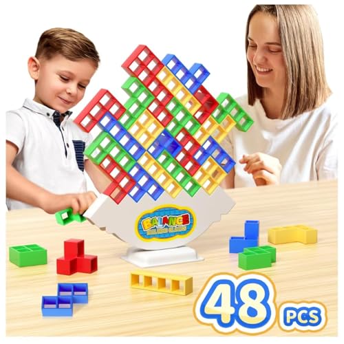 Ziogogco 48 Pcs Game Gifts, Balance Stacking Blocks Game,Perfect for Family, Parties, Travel,Boys Girls Gifts,Novelty Toy Gift for Kids or Friends