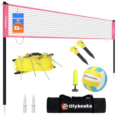 Portable Outdoor Volleyball Net Set 20FT / 32FT, 4 Adjustable Heights