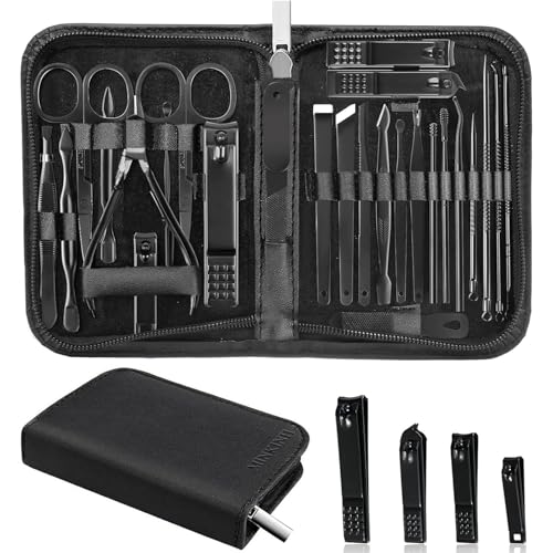 MINKINH Manicure Set Professional Nail Clipper Kit-26 Pieces for Men, Black